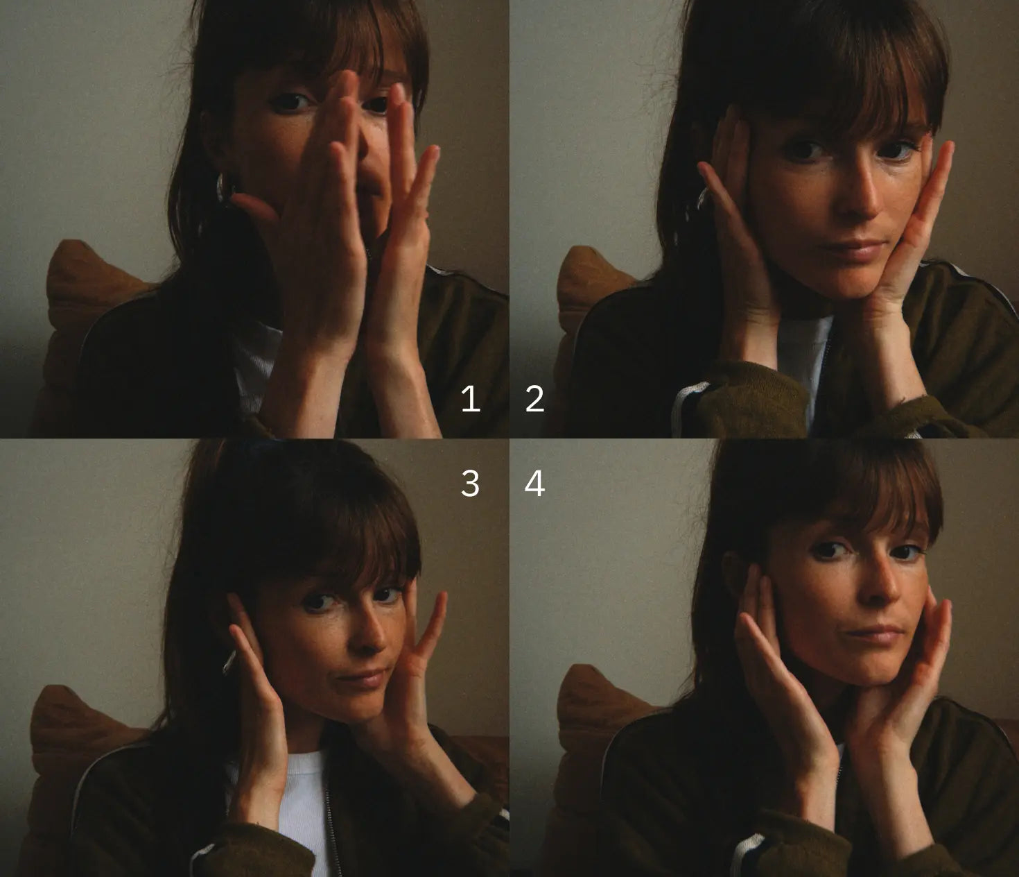 4 photos tuto pour apprendre à drainer son visage avec les mains
