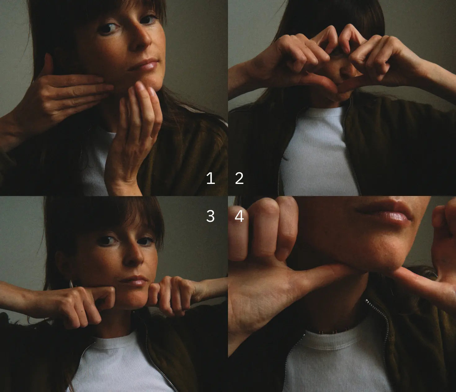 4 photos tuto pour se sculpter la machoîre
